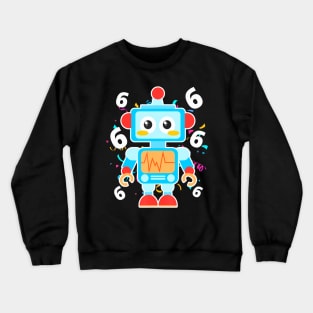 Kids 6th Birthday Bot Robot  For 6 Year Old Boys Girl Crewneck Sweatshirt